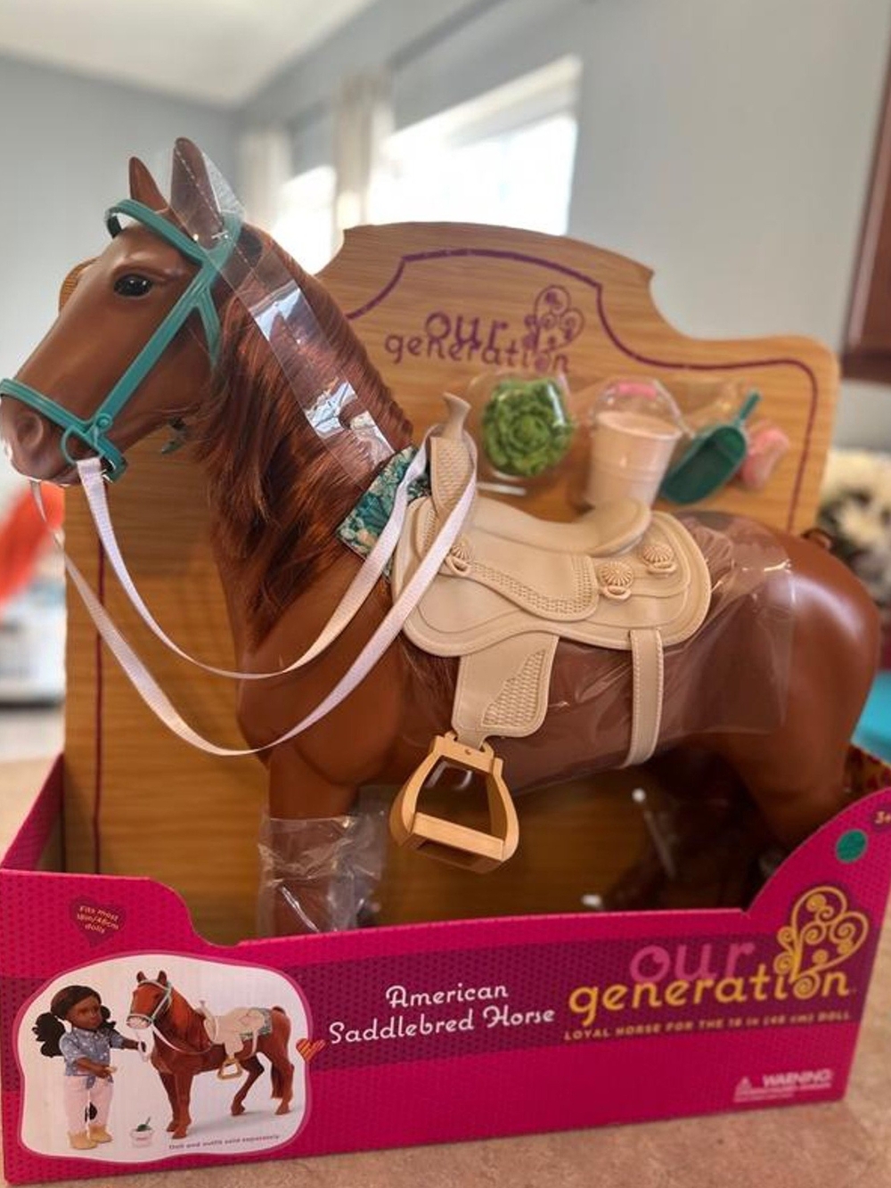 Our Generation Brown American Saddlebred Horse with Cream Saddle